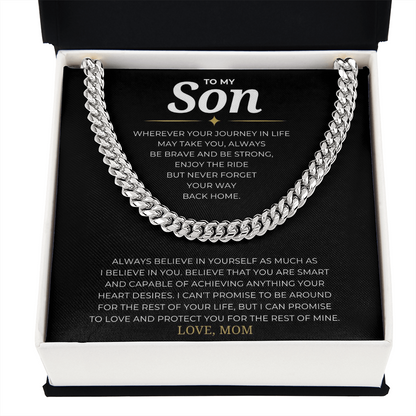 To My Son Cuban Link Chain