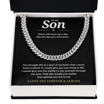 To My Son Cuban Link Chain