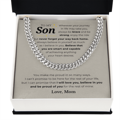 To My Son Cuban Link Chain