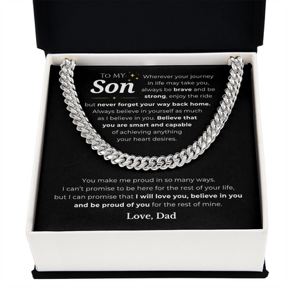 To My Son Cuban Link Chain