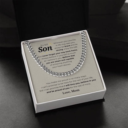 To My Son Cuban Link Chain