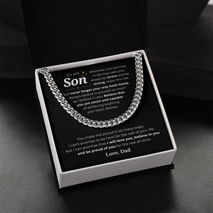 To My Son Cuban Link Chain