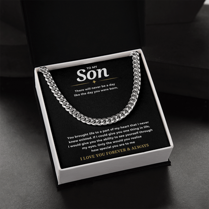 To My Son Cuban Link Chain