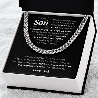 To My Son Cuban Link Chain