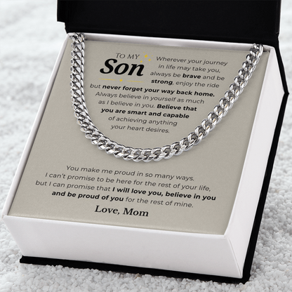 To My Son Cuban Link Chain