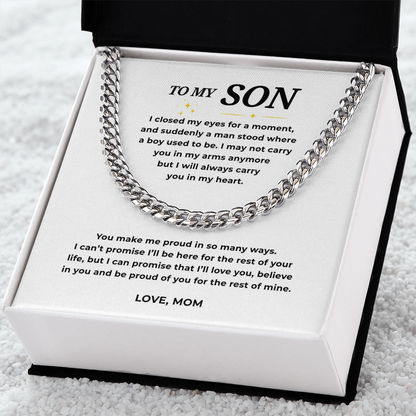 To My Son Cuban Link Chain