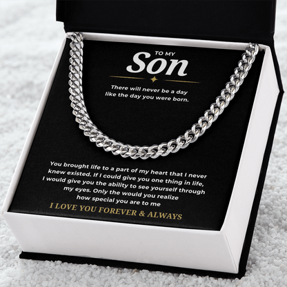 To My Son Cuban Link Chain