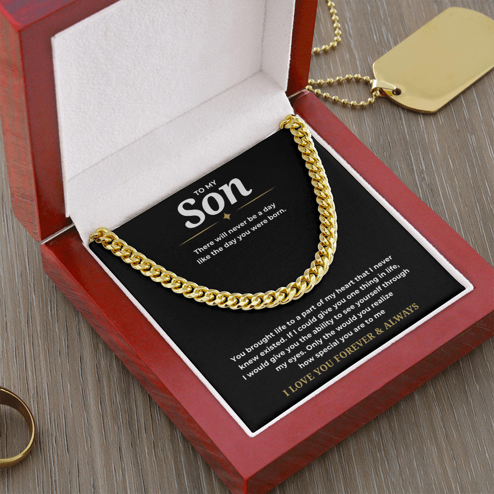 To My Son Cuban Link Chain
