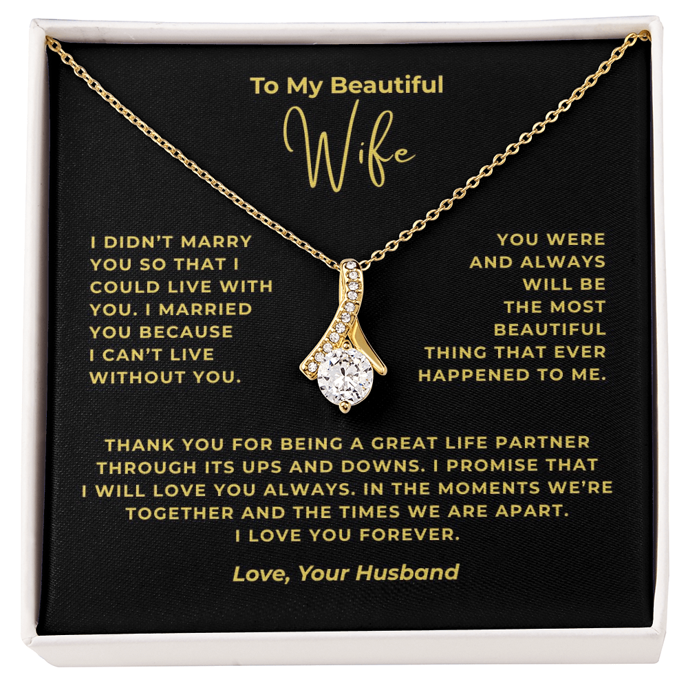 To My Beautiful Wife Interlocking Hearts Necklace