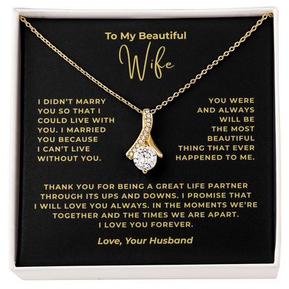 To My Beautiful Wife Interlocking Hearts Necklace