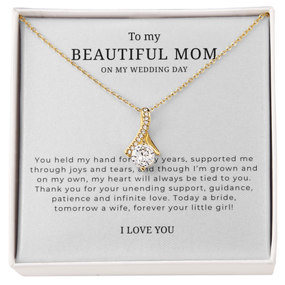 To My Beautiful Mom On My Wedding Day Interlocking Hearts Necklace