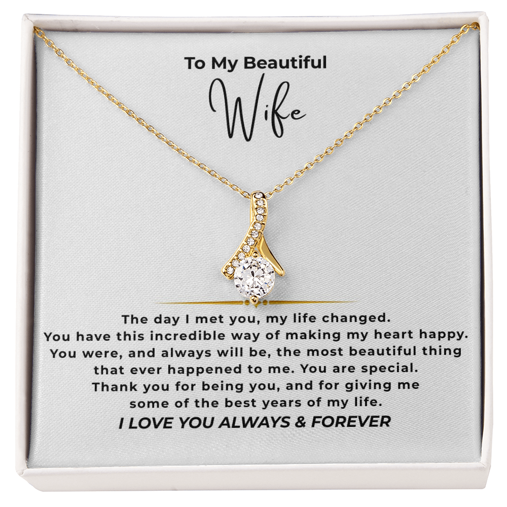 To My Beautiful Wife Interlocking Hearts Necklace