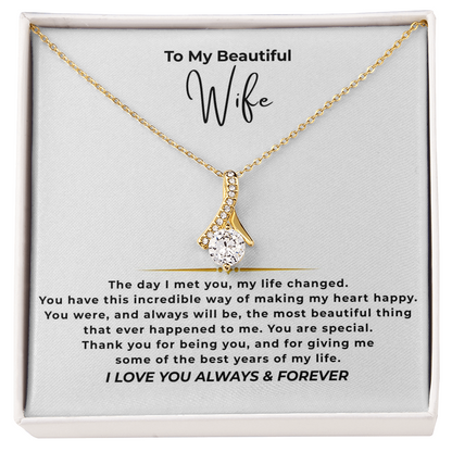 To My Beautiful Wife Interlocking Hearts Necklace