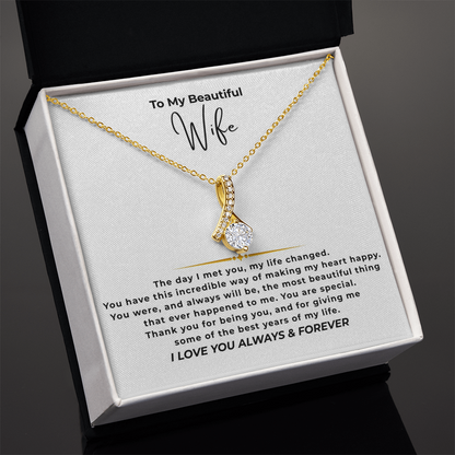 To My Beautiful Wife Interlocking Hearts Necklace