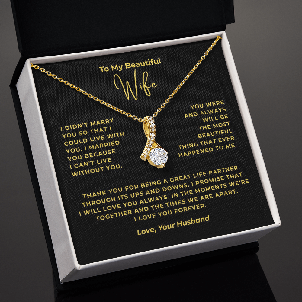To My Beautiful Wife Interlocking Hearts Necklace