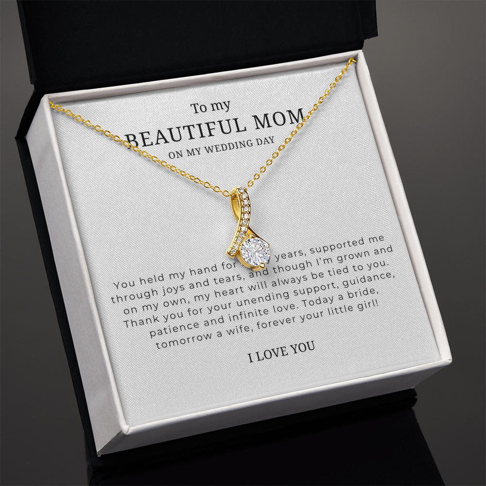 To My Beautiful Mom On My Wedding Day Interlocking Hearts Necklace