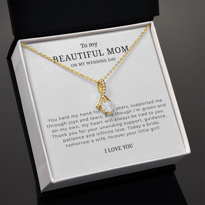 To My Beautiful Mom On My Wedding Day Interlocking Hearts Necklace