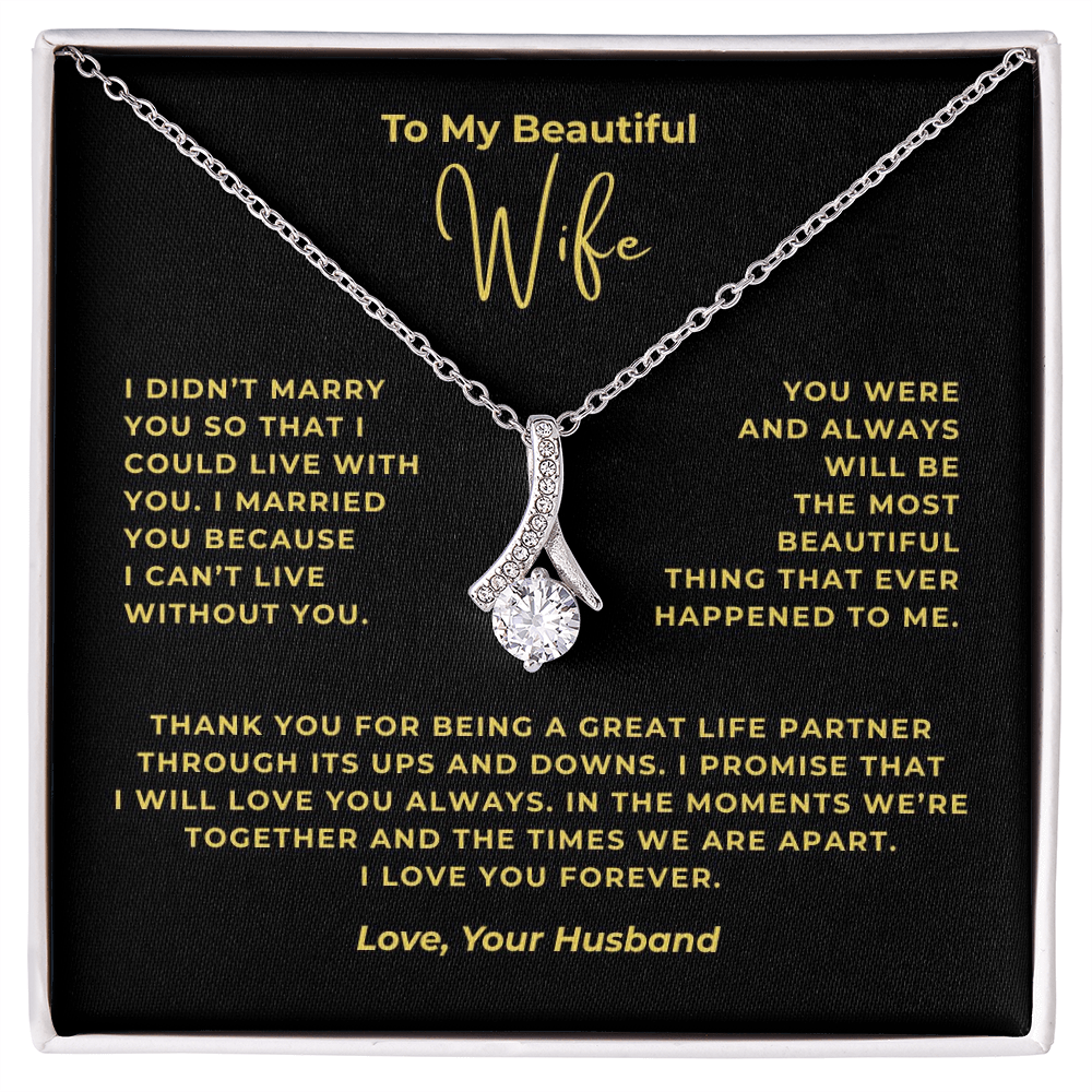 To My Beautiful Wife Interlocking Hearts Necklace