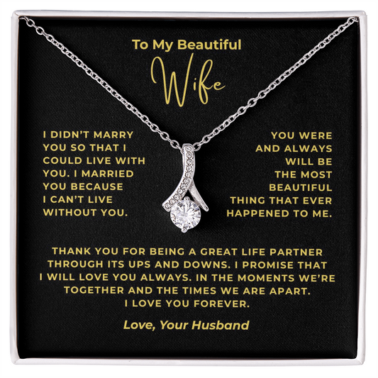 To My Beautiful Wife Interlocking Hearts Necklace