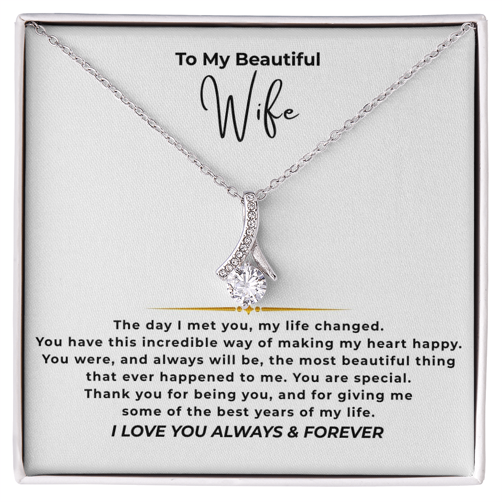 To My Beautiful Wife Interlocking Hearts Necklace