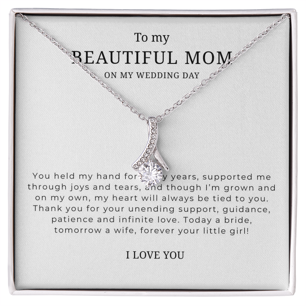 To My Beautiful Mom On My Wedding Day Interlocking Hearts Necklace