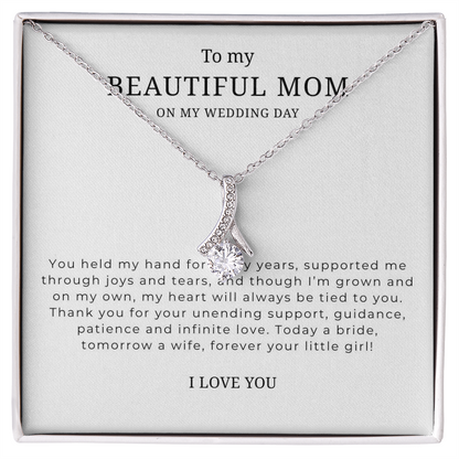 To My Beautiful Mom On My Wedding Day Interlocking Hearts Necklace