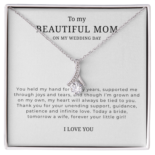 To My Beautiful Mom On My Wedding Day Interlocking Hearts Necklace