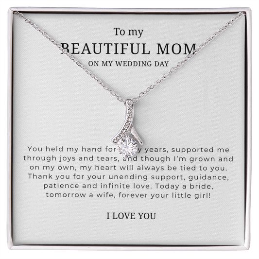 To My Beautiful Mom On My Wedding Day Interlocking Hearts Necklace