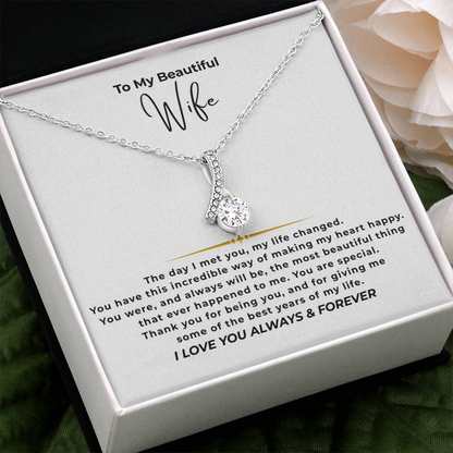 To My Beautiful Wife Interlocking Hearts Necklace