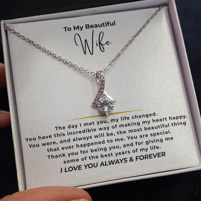 To My Beautiful Wife Interlocking Hearts Necklace
