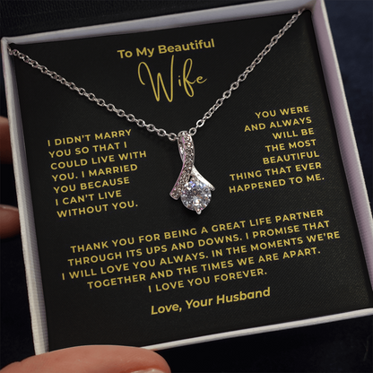 To My Beautiful Wife Interlocking Hearts Necklace