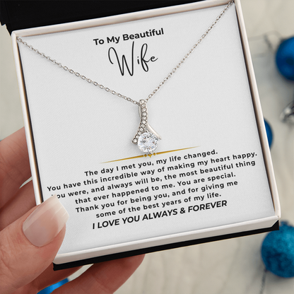 To My Beautiful Wife Interlocking Hearts Necklace