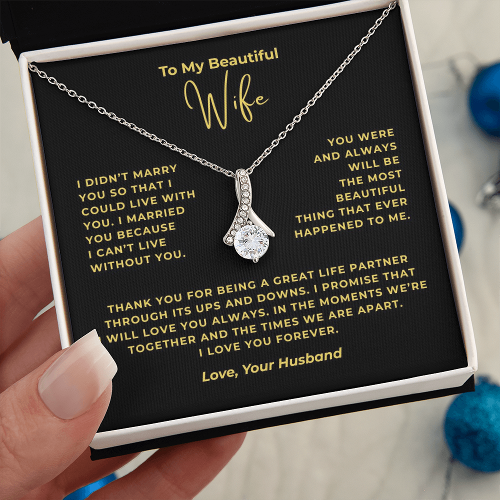 To My Beautiful Wife Interlocking Hearts Necklace