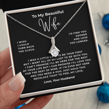 To My Beautiful Wife Interlocking Hearts Necklace