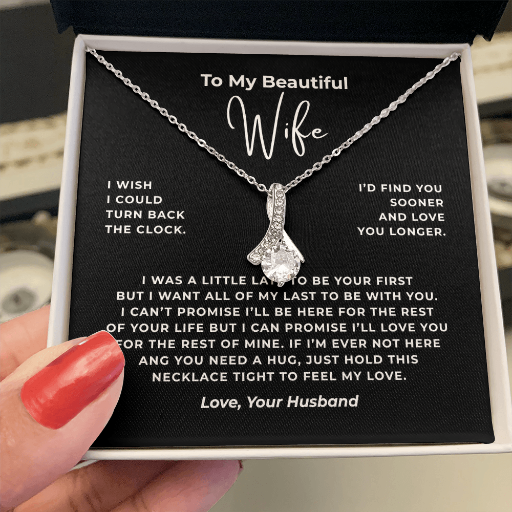 To My Beautiful Wife Interlocking Hearts Necklace