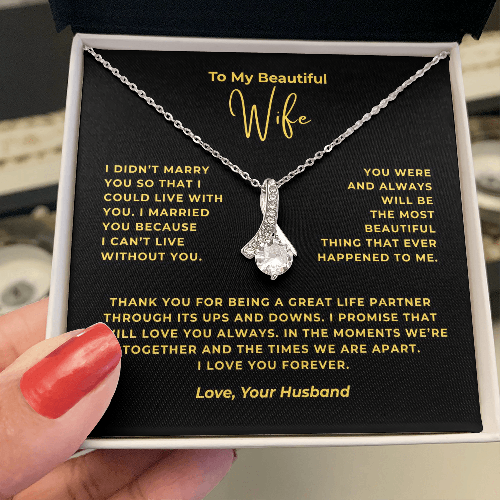 To My Beautiful Wife Interlocking Hearts Necklace