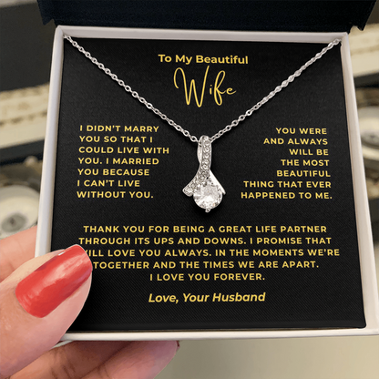 To My Beautiful Wife Interlocking Hearts Necklace