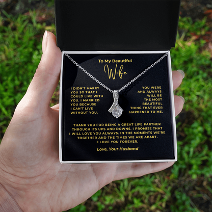 To My Beautiful Wife Interlocking Hearts Necklace