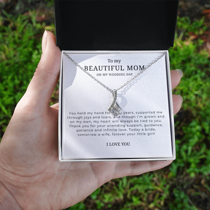 To My Beautiful Mom On My Wedding Day Interlocking Hearts Necklace