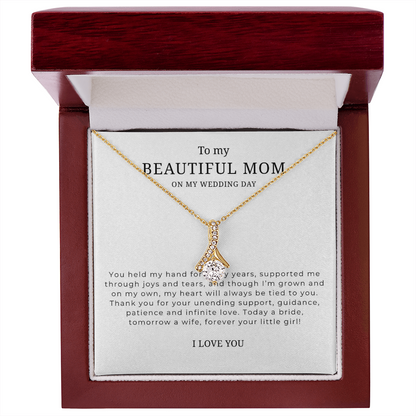 To My Beautiful Mom On My Wedding Day Interlocking Hearts Necklace