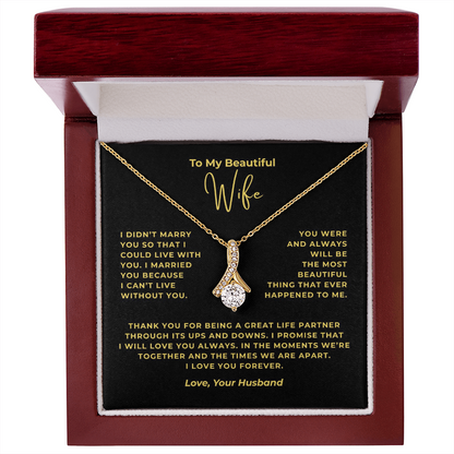 To My Beautiful Wife Interlocking Hearts Necklace