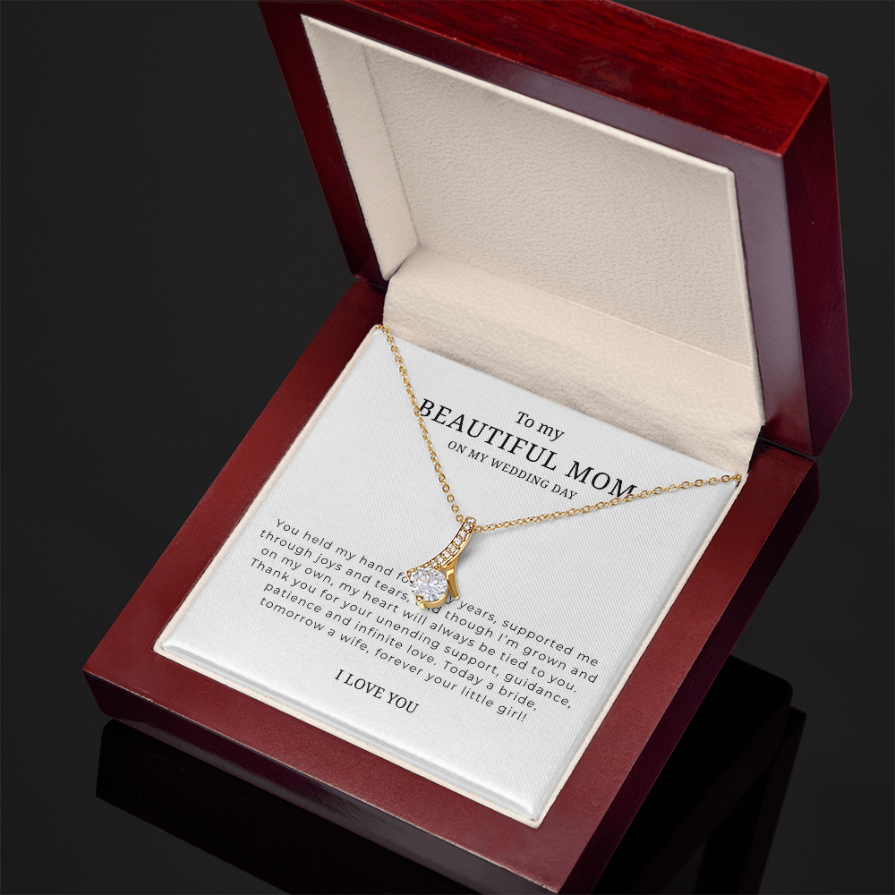 To My Beautiful Mom On My Wedding Day Interlocking Hearts Necklace