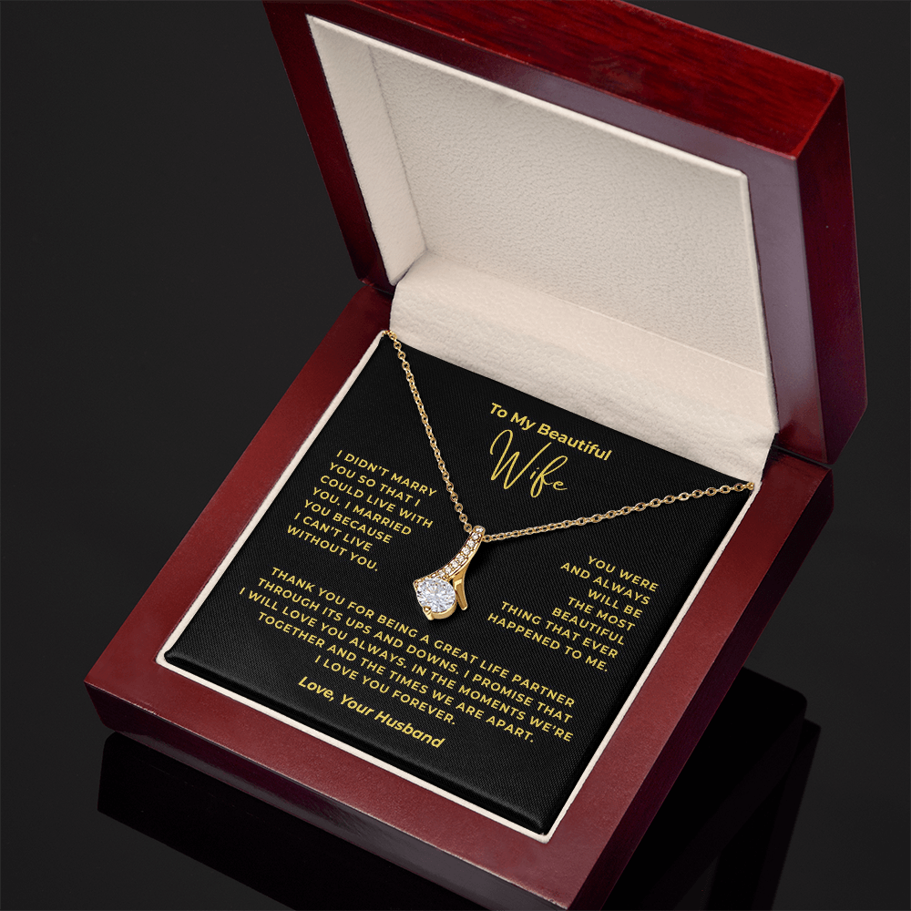 To My Beautiful Wife Interlocking Hearts Necklace