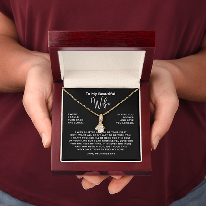 To My Beautiful Wife Interlocking Hearts Necklace