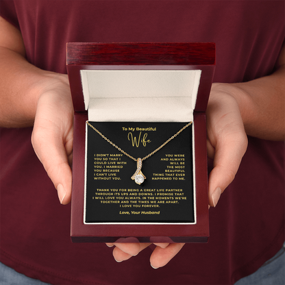 To My Beautiful Wife Interlocking Hearts Necklace