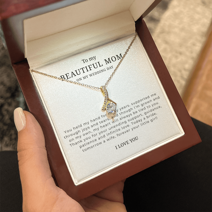 To My Beautiful Mom On My Wedding Day Interlocking Hearts Necklace