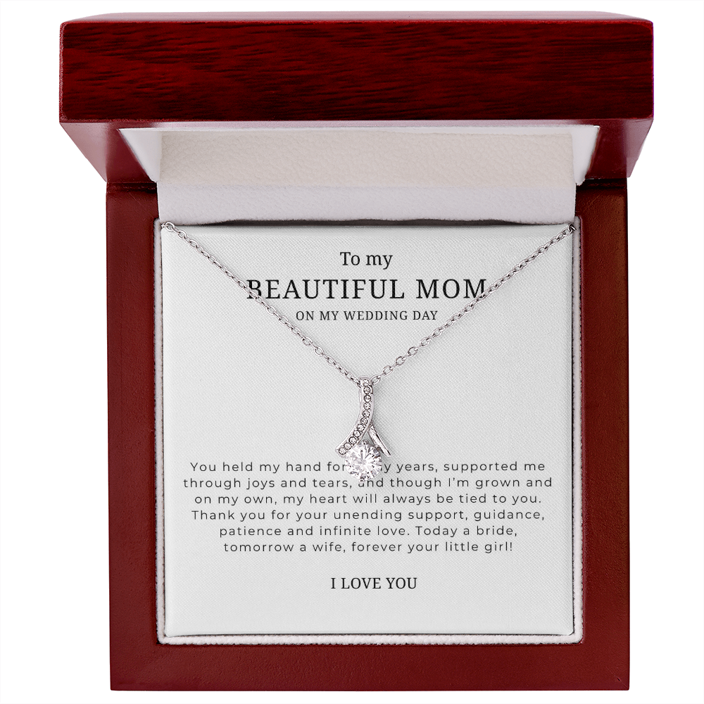 To My Beautiful Mom On My Wedding Day Interlocking Hearts Necklace