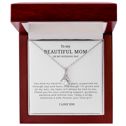 To My Beautiful Mom On My Wedding Day Interlocking Hearts Necklace