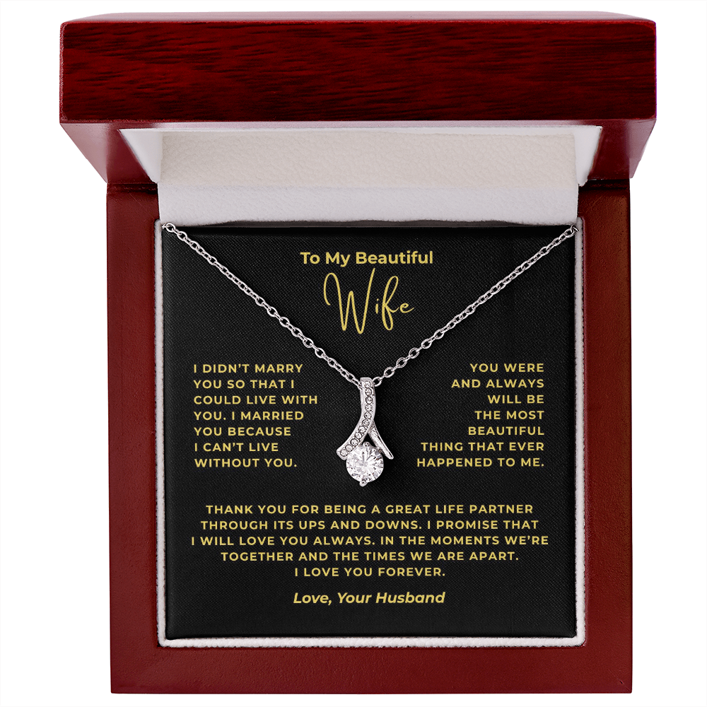 To My Beautiful Wife Interlocking Hearts Necklace