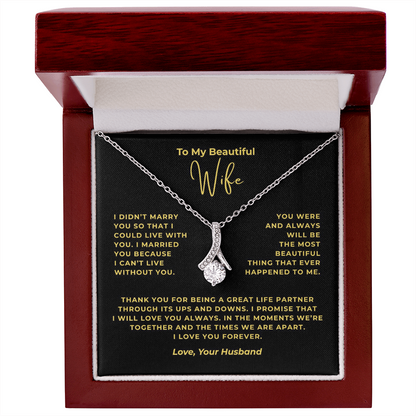 To My Beautiful Wife Interlocking Hearts Necklace